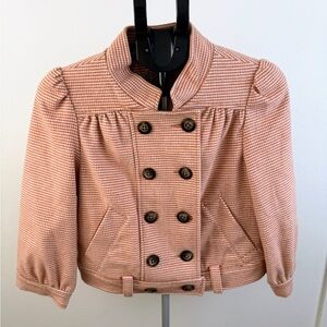 Anthropologie Idra Bomber Jacket Women Sz 6 Houndstooth Earhart Double-Breasted